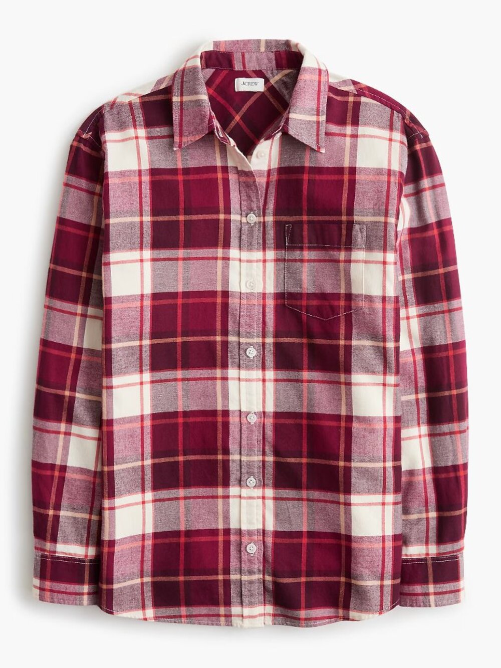J. Crew Factory Flannel Shirt • Size: Medium • Vintage Burgundy Ivory • NWT!
